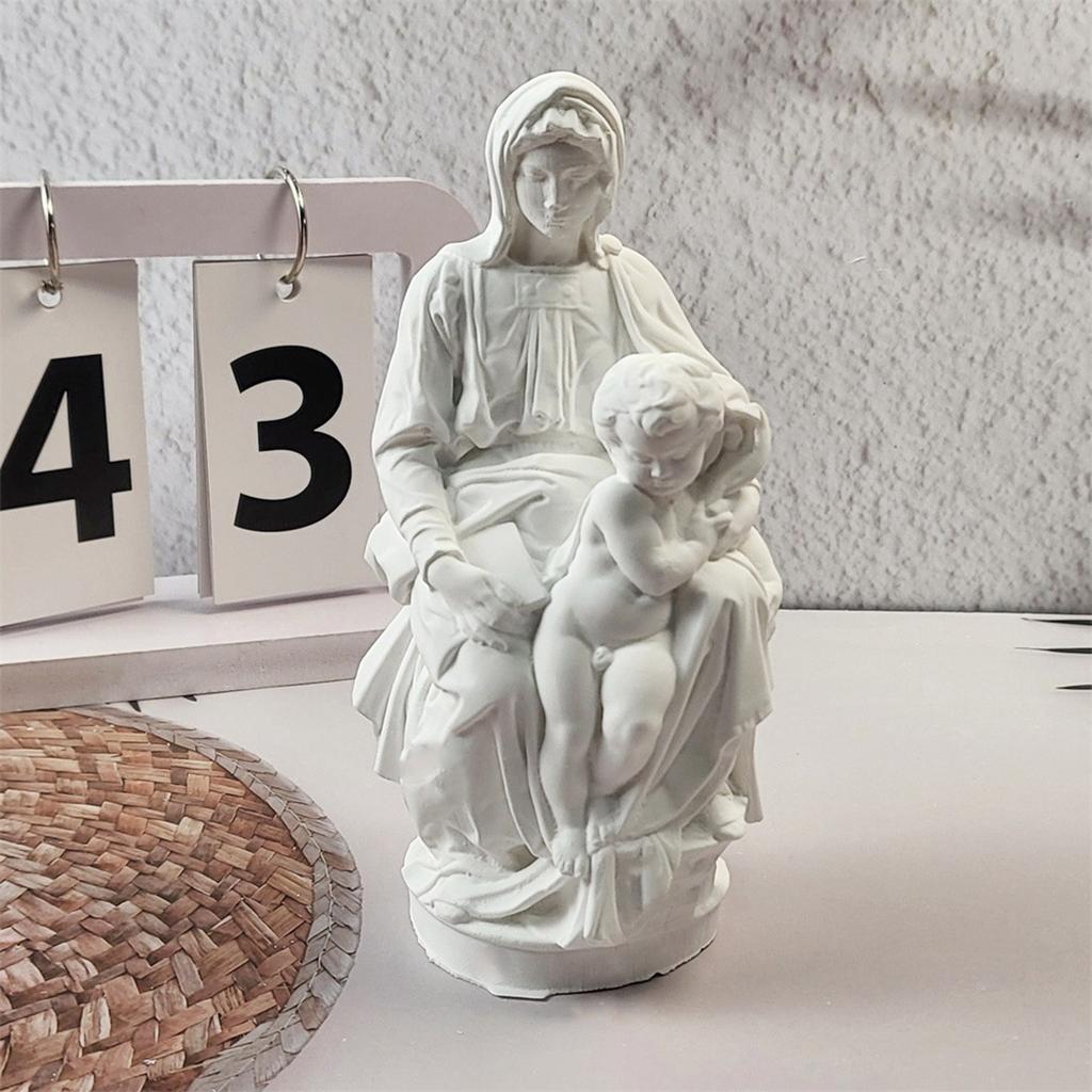 Mother and Child Sculpture Silicone Mold Religious Figurine Mould Plaster Casting Mold for Gift Shops and Hobbyists