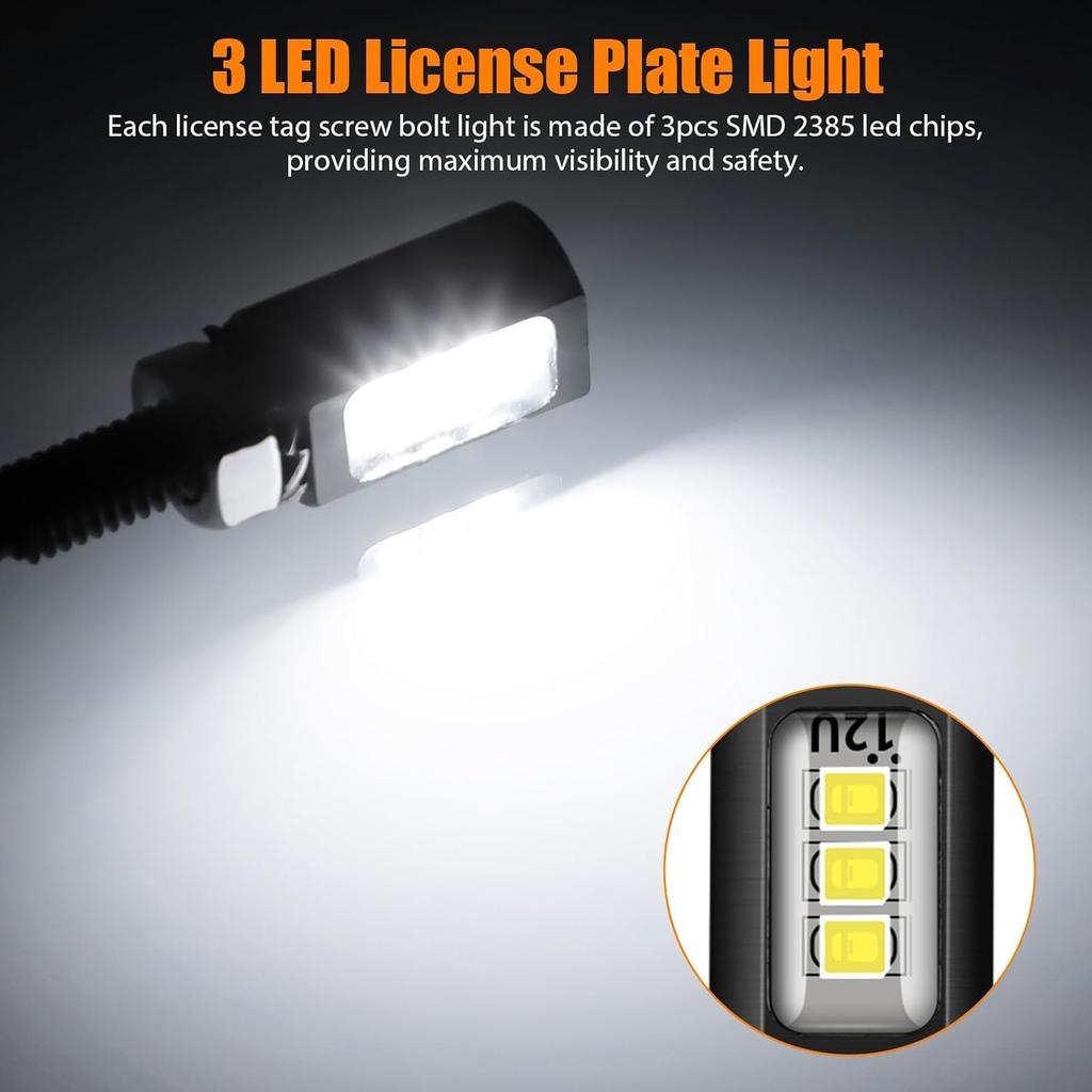 4PCS 12V LED License Plate Light, License Tag Screw Bolt Lamps, Super Bright Motorcycle LED Bulb Tag Lights for Car Truck RV ATV Bike