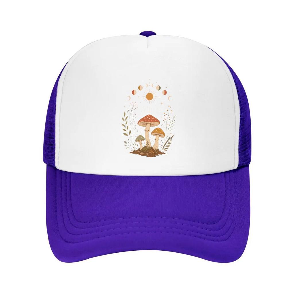Boho Celestial Forest Mushroom Phase Mesh Baseball Cap Casual Hat Outdoor  For Womens Unisex FeUnisex