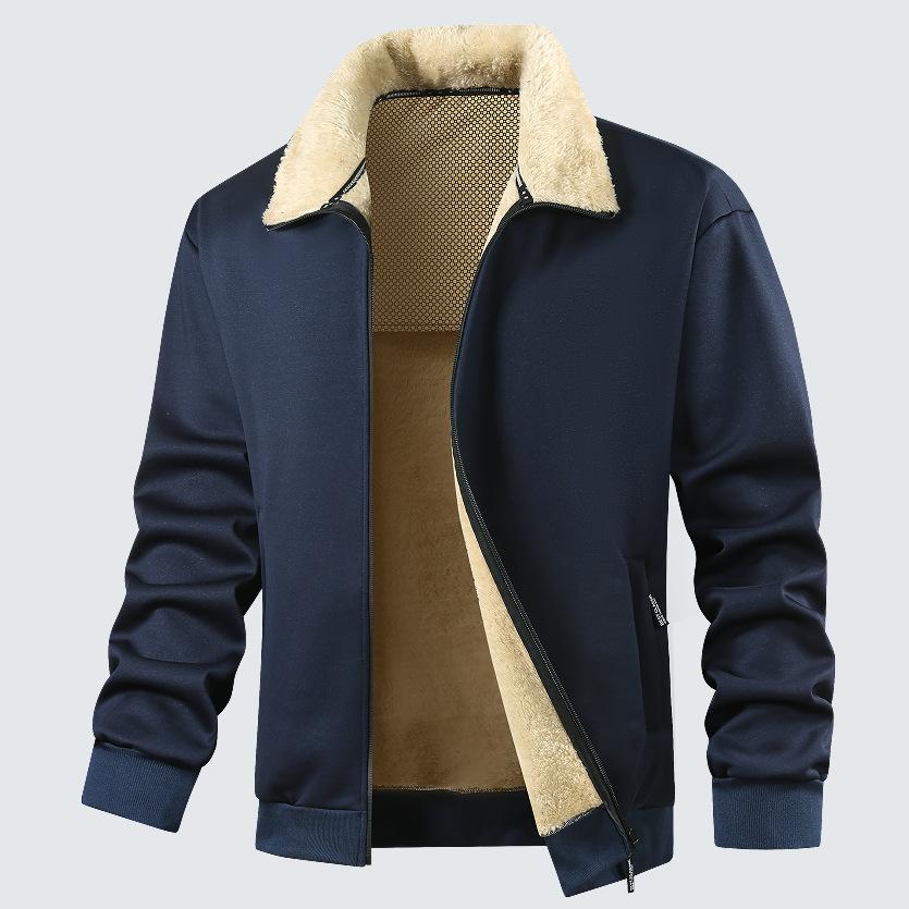 Men's Casual Cargo Long Sleeve Sherpa Lined Jackets With Pockets Outdoor Warm Fall Winter Outwear Jacket Zipper Up Fleece Coats for Men