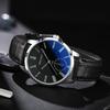 Men's Blue Leather Strap Fashion Wristwatch