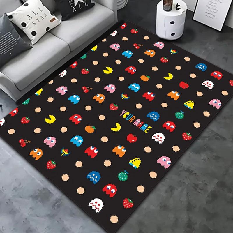 Pac-Man Custom Name Carpet Rug for Living Room Bedroom Home Sofa Decoration,Kids play Non-slip Floor Mat
