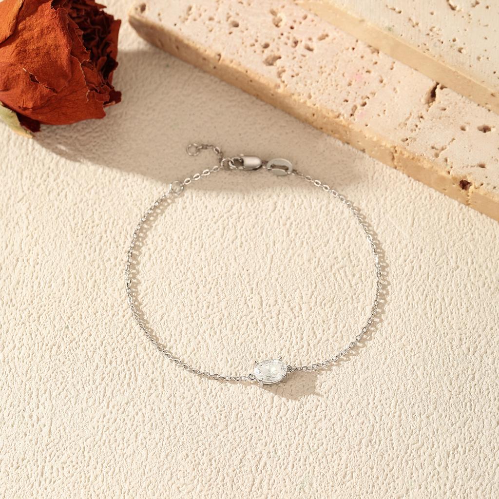 MODIAN 1CT Oval Moissanite Bracelet 925 Silver Trendy Temperament Link Chain Bracelet For Women Fine Jewelry