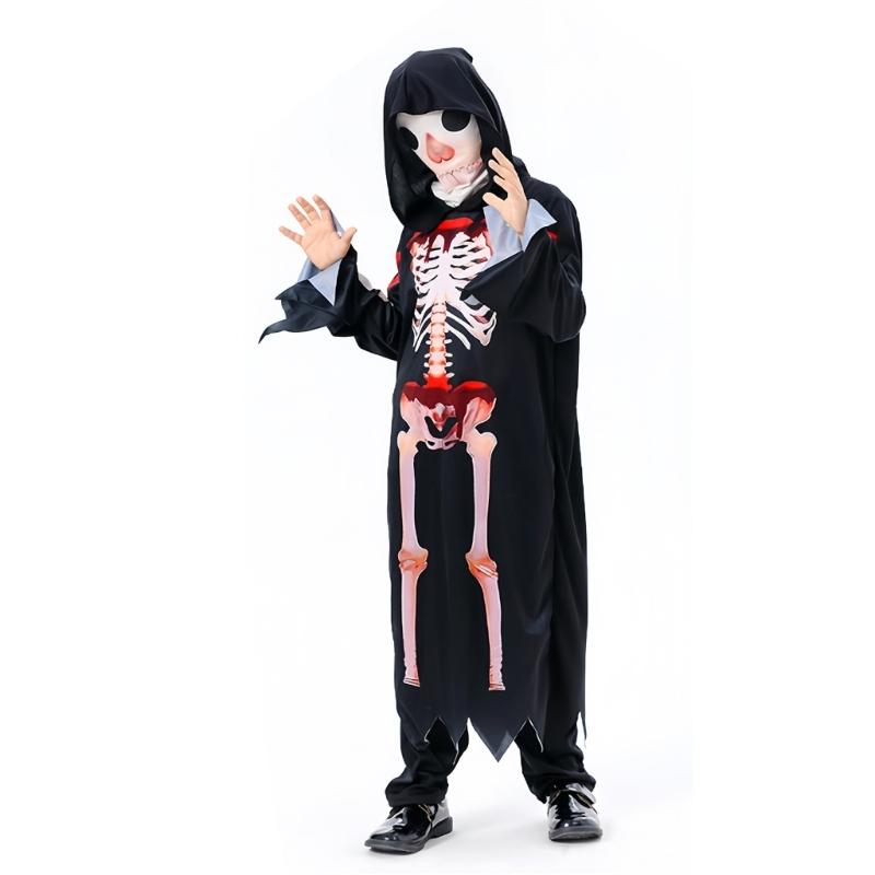 Costume da Morte di Halloween per Bambino Ragazzo Ragazza, Include Veste, Falce, Maschera, Guanto