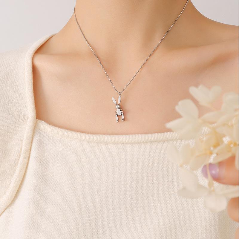 Han Chao Persönlichkeit Hip Hop Punk Stil Schlüsselbein Kette Einfache Mechanische Kaninchen Anhänger Halskette Nische Mode Zubehör P718