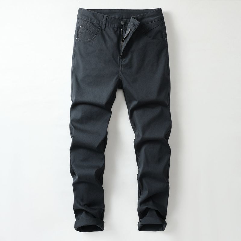 High-End Pure Cotton Casual Pants for Men, Spring and Autumn New Trendy Loose Straight-Leg Business Elastic Long Pants