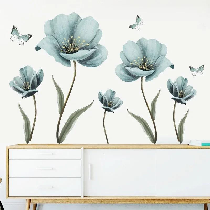 Creative Flower Wall Stickers for Living Room Bedroom Wall Decoration Self-adhesive Wall Decals for Kitchen Wallpapers for Home