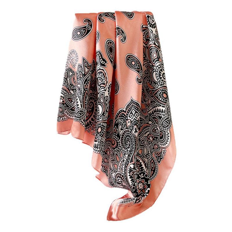 Cashew Flower Silk Scarf, 90cm Headscarf, Classic Printed Silk Scarf, Women’s Satin Square Scarf, Shawl