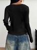 Trendy Y2K Spicy Girl Button-Up Long Sleeve Vest T-Shirt, Women's Spring/Summer 2026 Fashion