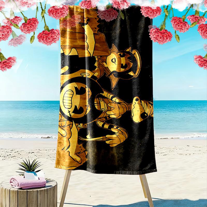 Bendy and the Ink Machine Print Beach Towel, Large Soft Quick Dry Towel for Beach Camping Swimming