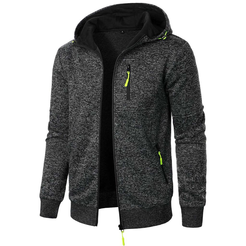 Men's Autumn And Winter Sports Leisure Jacquard Hoodie Crdigan Hoodie Zipper Sweater Knit Cardigan With Pockets Men's Clothing