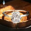 6x8mm Emerald Cut Moissanite Engagement Rings 100% CopperStar Design Ring Party Wedding Bands for Women Jewelry