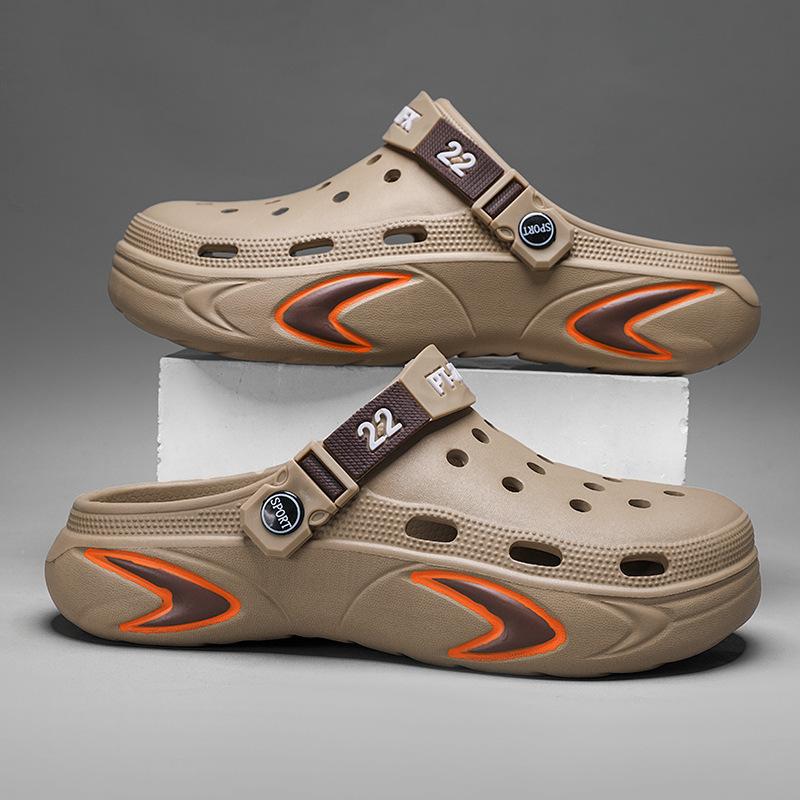 Baotou drag men's outer wear hole shoes men's trend outer wear casual beach shoes men's soft sole breathable tide sandals