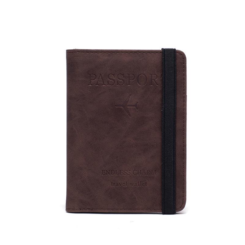 

Антимагнитный держатель для паспорта и карт с RFID-защитой - Многофункциональная складная обложка из ПУ для проездных документов кофейный