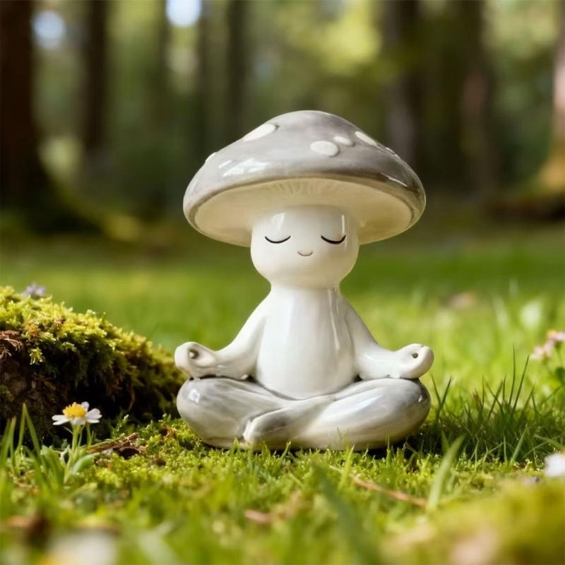 Miniature Meditations Mushroom Statue With Intricate Detail Ideal For Home Office Decoration and Garden Ornament Gift