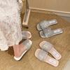Crystal Open Toe Women Slippers Concise Soft Sole Flats Shoes Outdoor Comfort Slip On Beach Vacation Slides