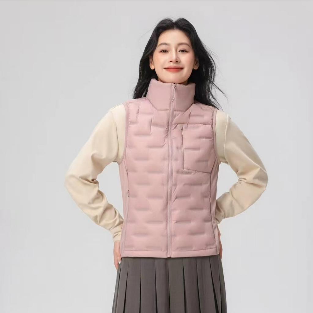Women's Stand Collar Sleeveless Down Vest Loose Fit Commuter Style Lightweight Puffer Vest