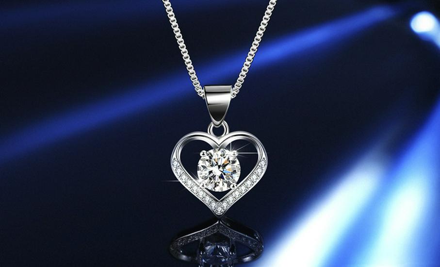 925 Sterling Silver Heart-Shaped Moissanite Jewelry Set: Ring, Necklace, Earrings