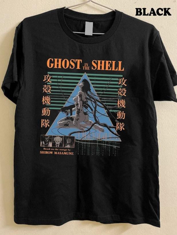 Ghost in the Shell anime classic style unisex black t-shirt QT8244 XL