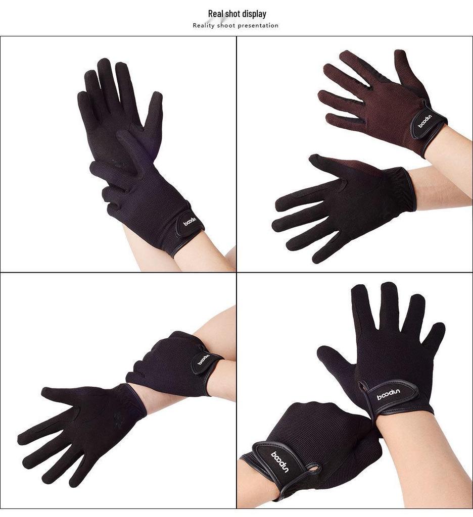 SD1075 Durable Microfiber Equestrian Gloves: Sun-Protected, Winter Thin, Ideal for Riding & Cycling.