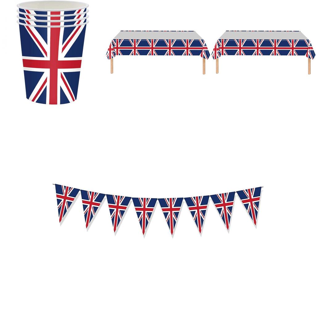 British Flag Party Supplies Set Commemorate The Platinum Jubilee 2022 With This Valuable Multi-functional Kit!