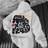European and American Trend Men's and Women's Sweaters Printed Fleece Long-sleeved Hooded Pullover Spring and Autumn Shoulder-sleeved Sweater