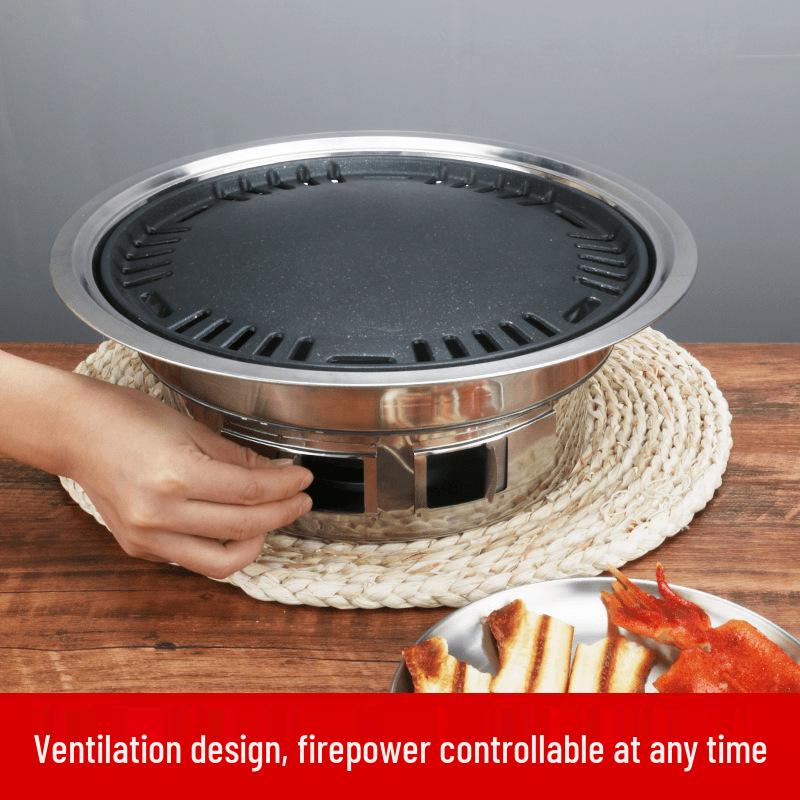 Portable Korean-Style Charcoal BBQ Grill with Baking Pan and Grill Net for Home and Outdoor Use