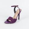 Ladies knotted word with round head stiletto sandals gorgeous purple heels
