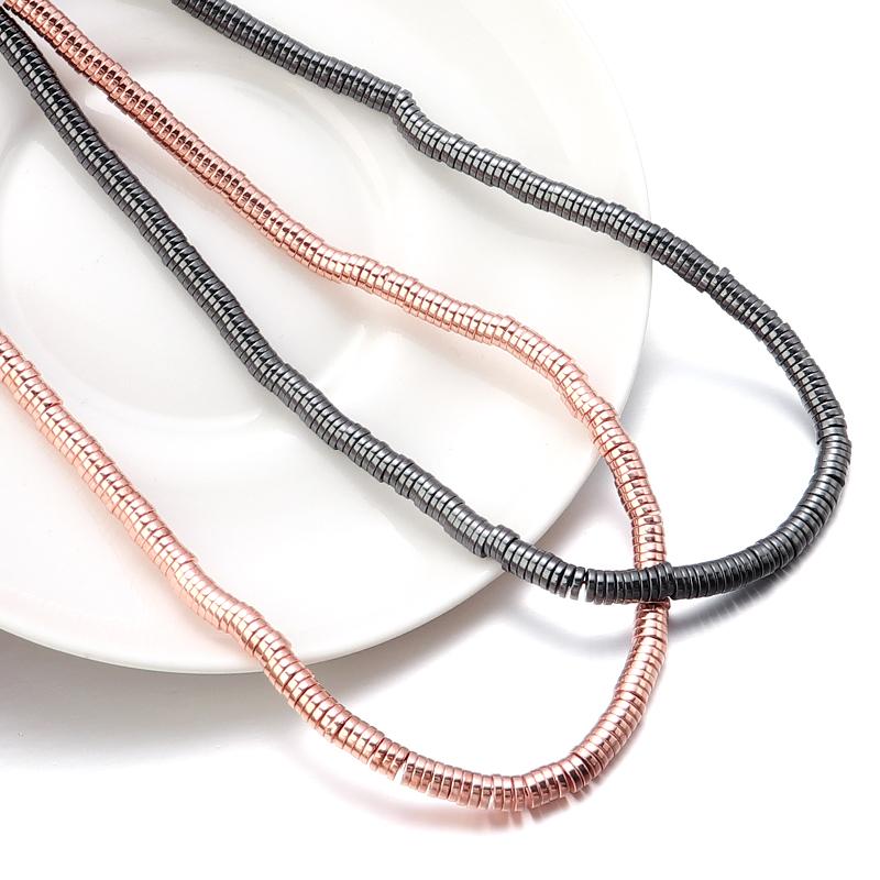 280-370pcs/Strand 3 4 6 8mm Natural Stone Rondelle Hematite Beads Beasd for Jewelry Making Flat Round Disc Loose Spacer Beads