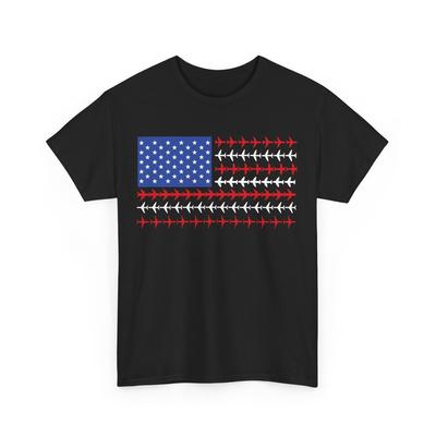T-shirt Avion, Drapeau Américain Avion Amateurs d'Aviation Vol Pilote T-shirt Unisexe