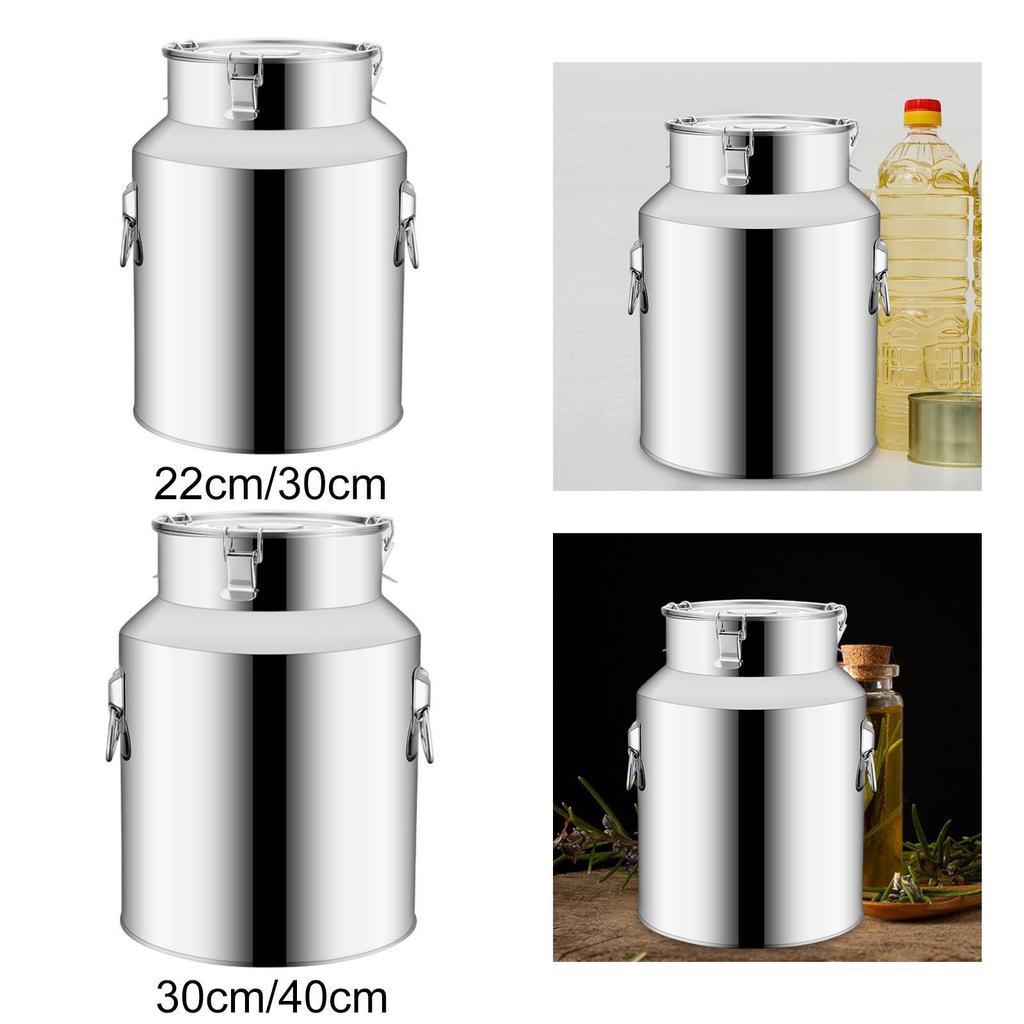 Coffee Canister Stainless Steel Barrel Milk Transport Container Sealed Bean Cereal