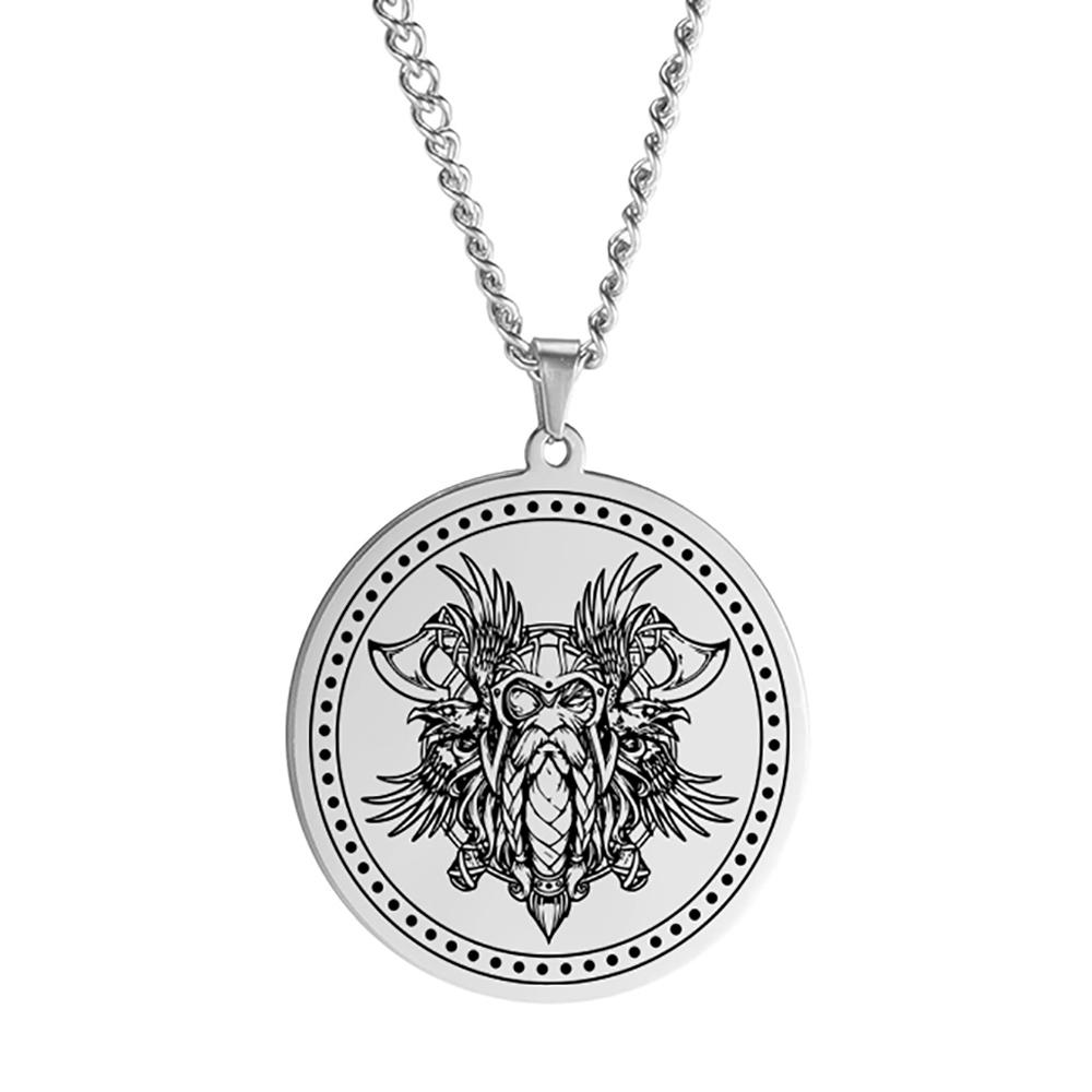 Viking Axe Helmet Pendant Tomahawk Necklace Odin Raven Slavic Amulet Norse Warrior Mythology Stainless Steel Jewelry