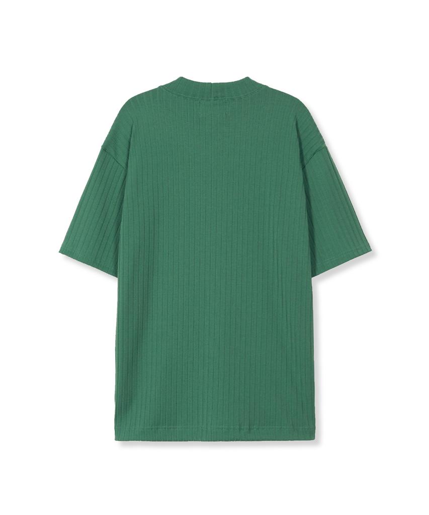 SSY 2-Way Rib Mock Neck Short Sleeve T-Shirt Green
