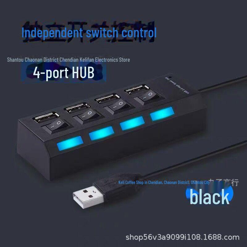 Hub USB 7 Puertos con Interruptores Independientes y Expansor de Hub de Luz de Alta Velocidad de 4 Puertos