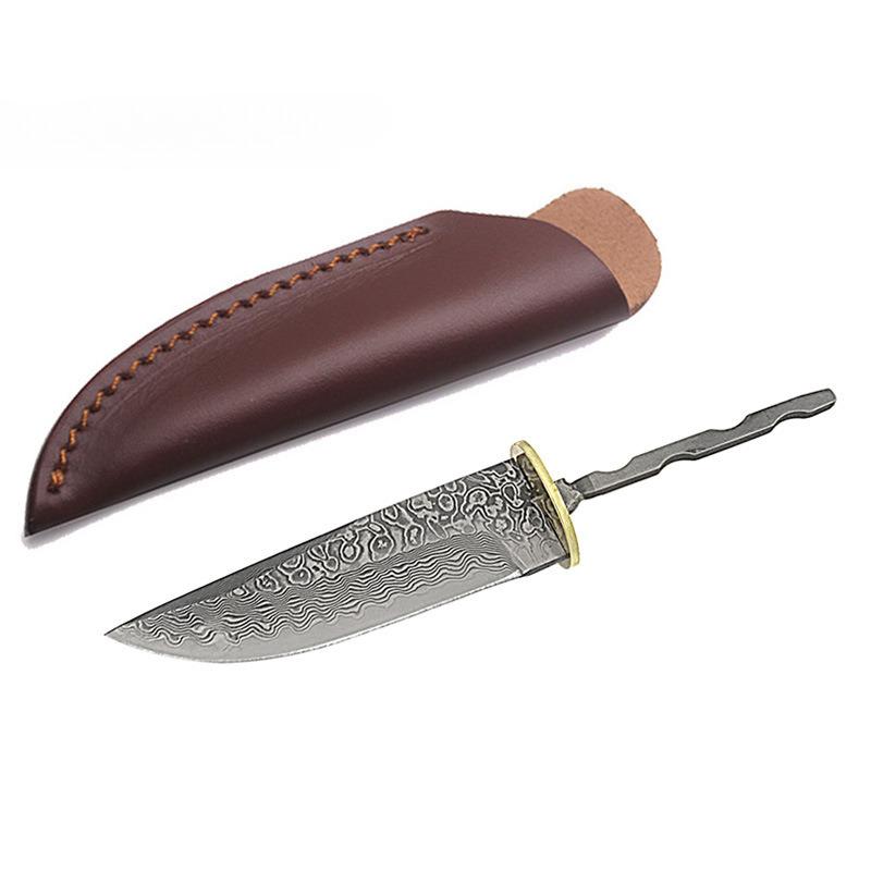 Grote Damascus Staal Huishoudelijk Vast Mes Blanks DIY Halfafgewerkte Blanks Utility Mes met Koperen Plaat
