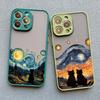Starry Sky Cat Phone Case for iPhone 16 15 14 Pro Max 13 12 Mini 11 Pro Max XR XS X 8 7 Plus SE 2020 Shockproof Back Cover Funda