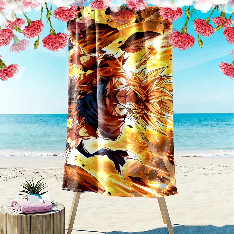 Son Goku Print Beach Towel, Large Soft Quick Dry Towel for Beach Camping Swimming
