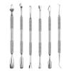 European-American Russian-Style Nail Technician Dual-End Cuticle Pusher and Groove Cleaner - Silver