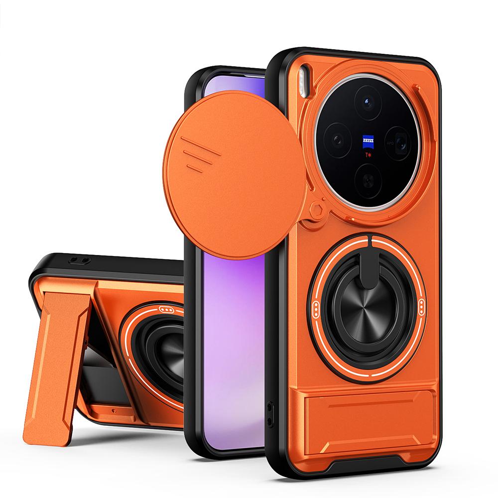KEYSION Magnetic Phone Case for VIVO X300 Pro 5G Slide Camera Protection Upright Kickstand Ring Shockproof Cover for VIVO X300