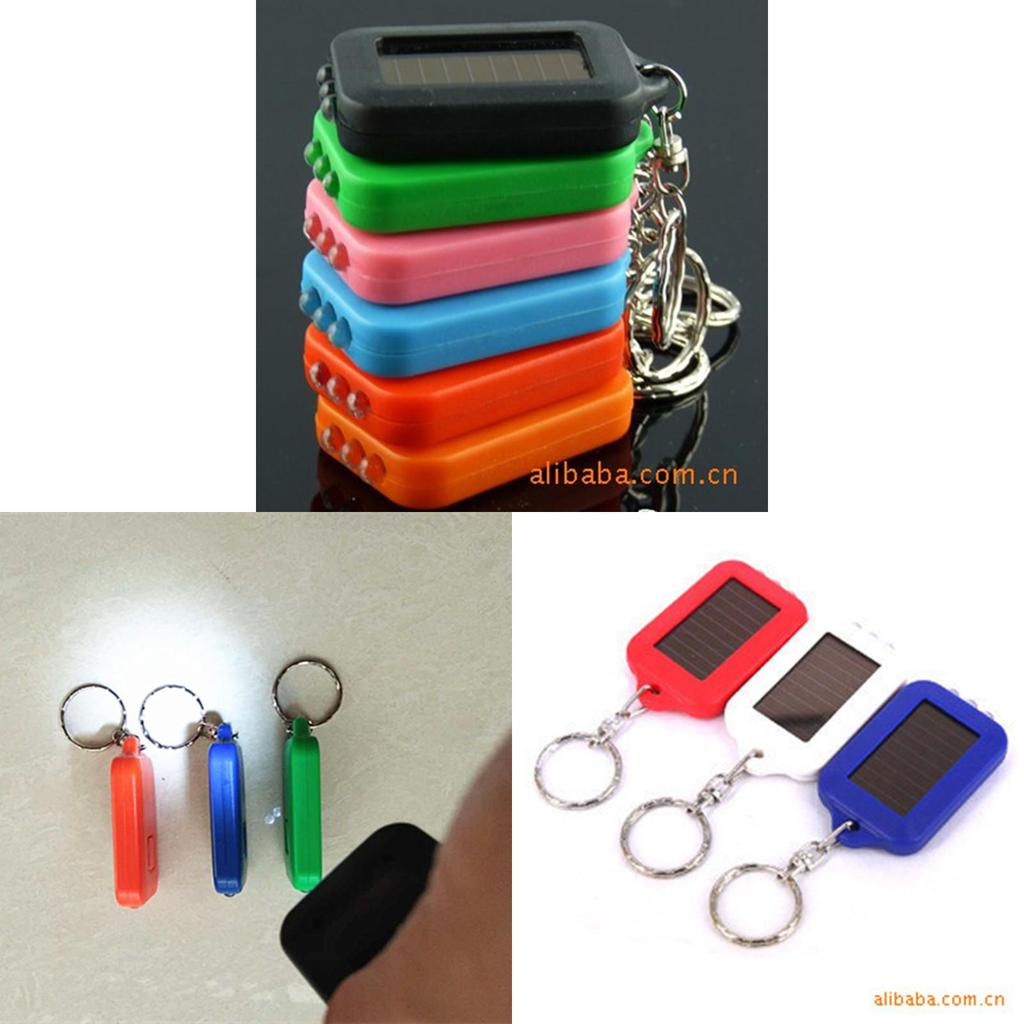 Portable Solar Powered Led Flashlight Keychain With Hand Crank For Outdoor Camping