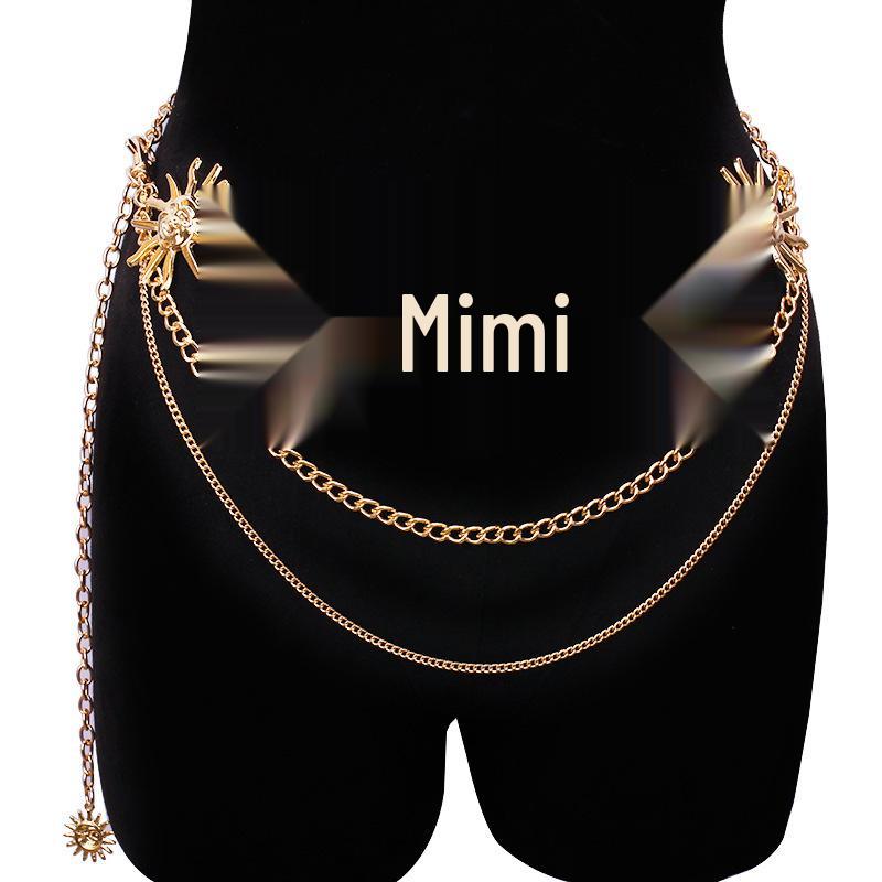 Trendy Metal Smiley Face Sunflower Pendant Waist Chain