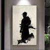 Black and White Japanese Black Samurai Man with Crow Posters and Print Wall Art Canvas Painting for Living Room Cuadros Decor 60 X 40 Cm