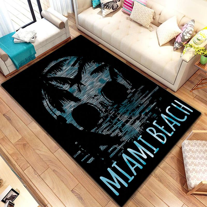 Vintage prydnadsskallar Rosmönster matta för mattor i vardagsrummet Camping Stranger Things Picknickmatta Anti-halk E-sportmatta