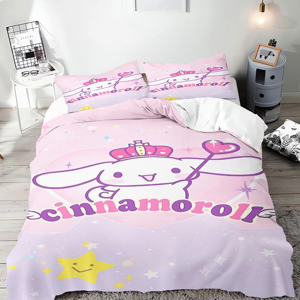 Sanrio Series Kuromi Duvet Bedding Set for Children King Size Luxury Cover 100% Polyester 3-Piece Christmas Gifts Home Decor