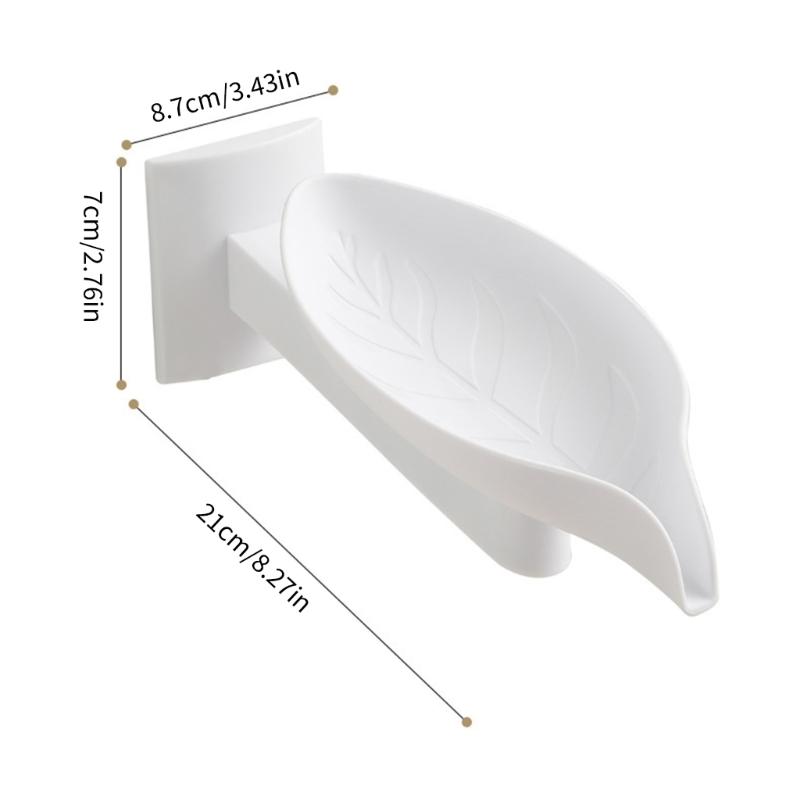 Soap Organizers Leaf Shape Plastic Soap Holder Tray with Adjustable Design and Auto Draining for Sink Countertop
