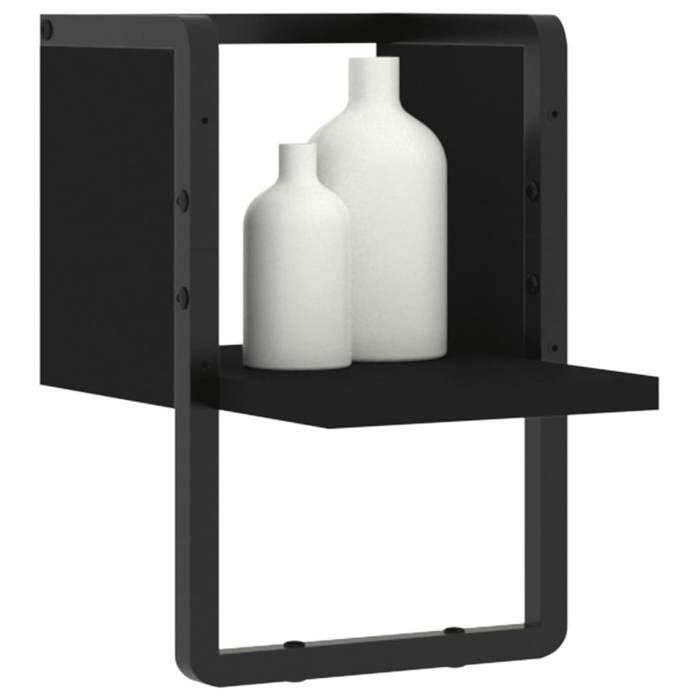 VidaXL Wall Shelf with Bar Black 20x25x30 Cm 836273