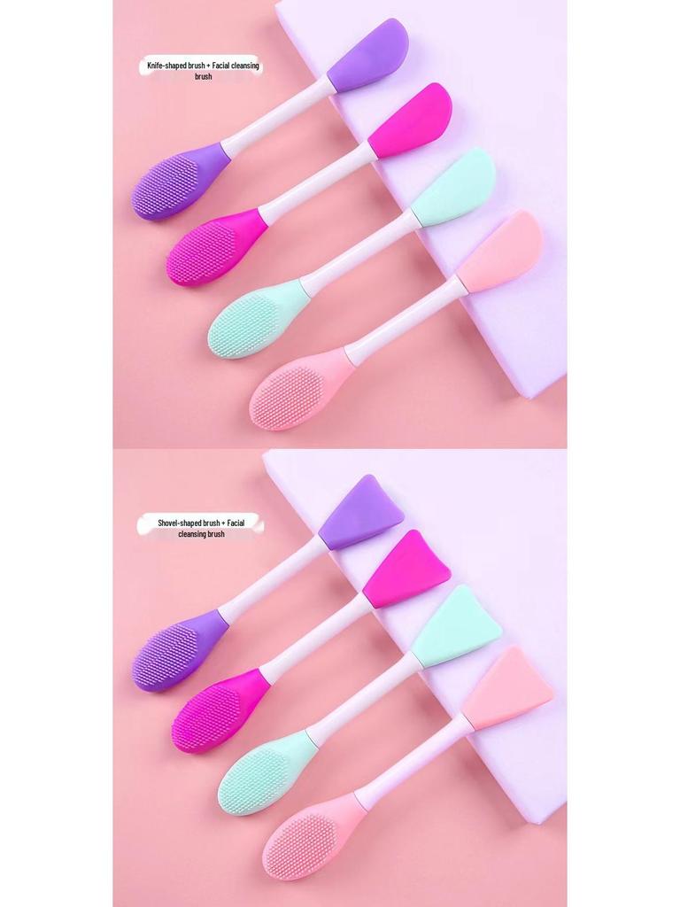 Doppelfunktionaler 2-köpfiger Silikon-Maskenpinsel für selbstgemachte Schlammmasken und Beauty-Make-up. Perfekt zum Verschmieren und Reinigen.