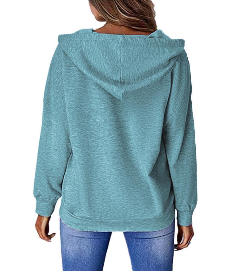 Casual Hooded Long Sleeve Zip Pullover Digitally Printed Womens Sweatshirt Trendy Style Comfortable Loose Fit for Daily & Casual Wear