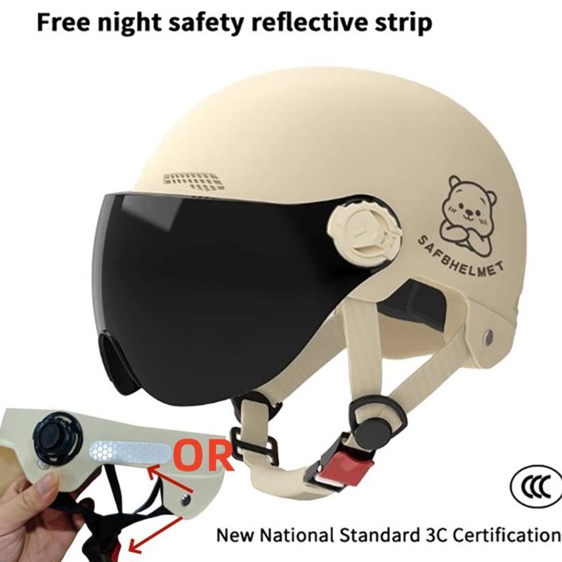 

1 шт. Сертифицированный 3C Мужской и женский взрослый мультяшный электрический велосипед мотоцикл полушлем с очками велосипедный защитный шлем as the picture