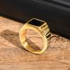 Retro Black Stone Signet Ring for Women, Fashion Gold Color Stainless Steel Statement Ring, Polished Square Jewelry Gift